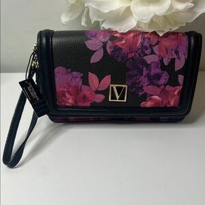 Victoria's Secret Black and Pink Floral Women's Bag